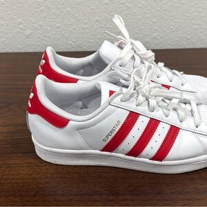 adidas Men's Superstar White and Red Sneakers